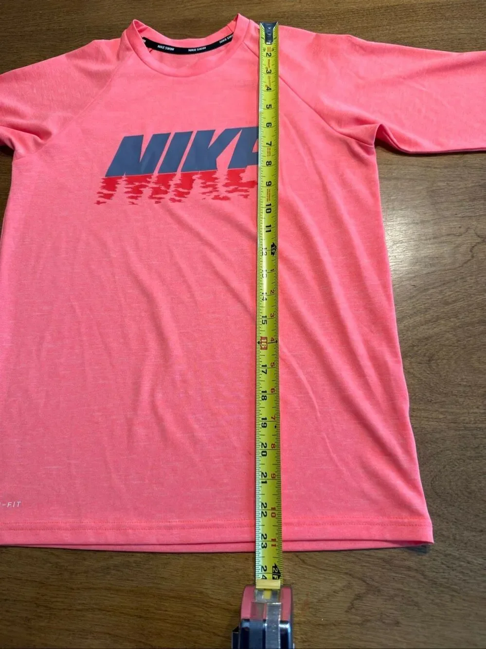 Nike Kids Dri-FIT Heather Crew Neck Raglan Sleeve Swim T-Shirt Orange Large